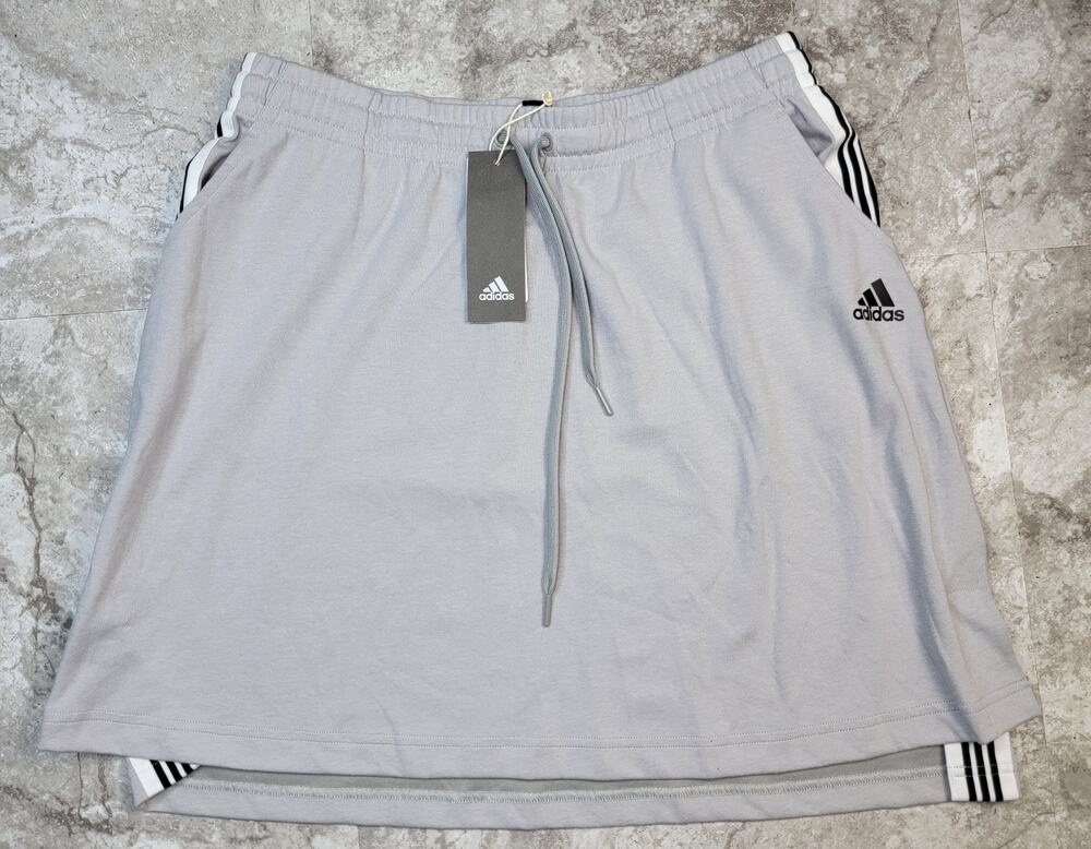 Adidas Skirt Large Gray Logo Pickleball Tennis Golf Pocket Athleisure Casual NWT